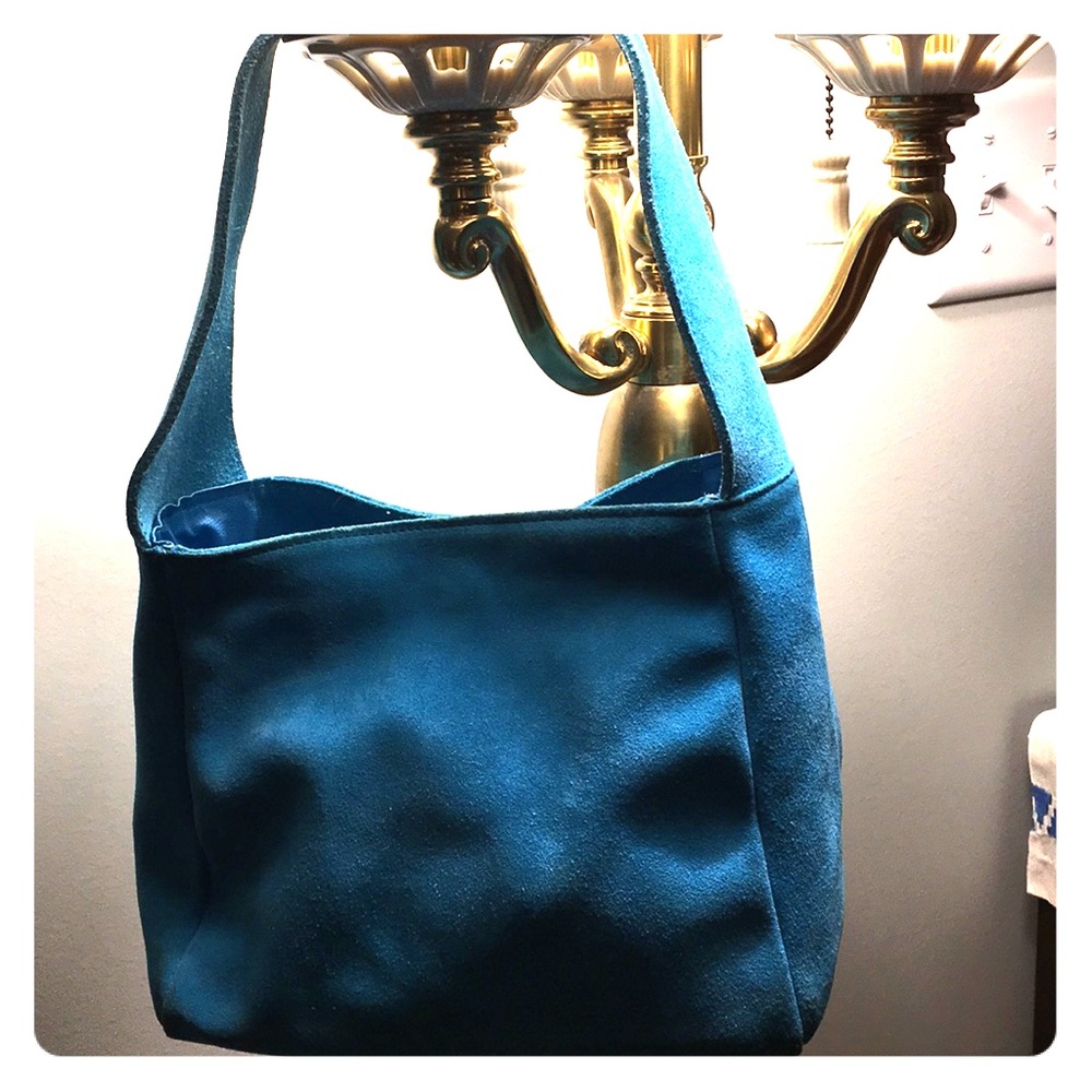 Aqua Suede Handbag - made in Paris